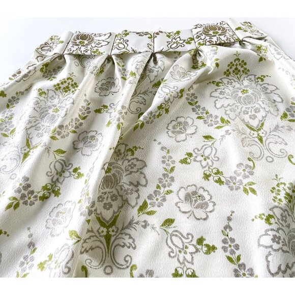 Vintage 60s pleated curtains, green & gold bold floral, Fiberglass panels, pair - Picture 8 of 10